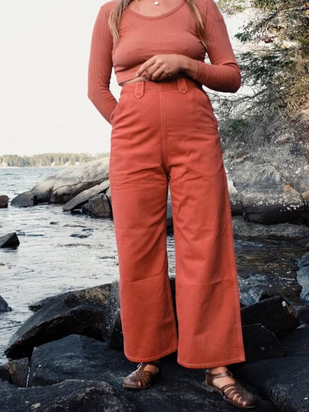 Rudy Jude Wide Leg Pants in Rust Orange